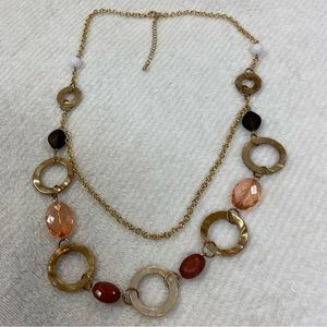 Gold Necklace with Mother of Pearl Circles and Beads